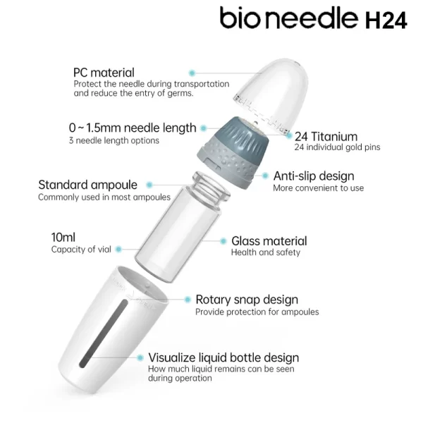 Dr. Pen Bio Needle H24 ダーマスタンプ【10ml、0-1.5 mmの調整可能な針】