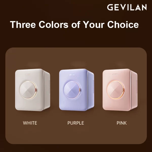 GEVILANミニ化粧品冷蔵庫は、容量18リットル、360°循環冷凍、10℃±の一定温度
