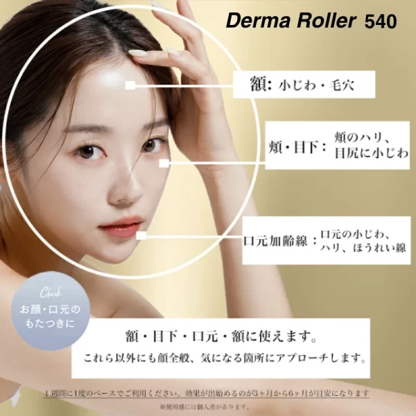 ダーマニードル ローラー 額、目の下、口角、額など、顔全体に使用可能